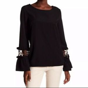 🖤PLEIONE🖤BLACK RUFFLE BELL SLEEVE BLOUSE🖤